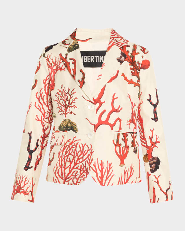 Venetian Coral Single-Breasted Short Jacket